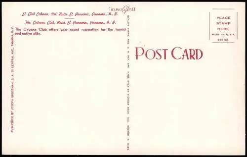 Panama-Stadt Panamá El Club Cabana Del Hotel El Panama, Panama, R. P. 1950