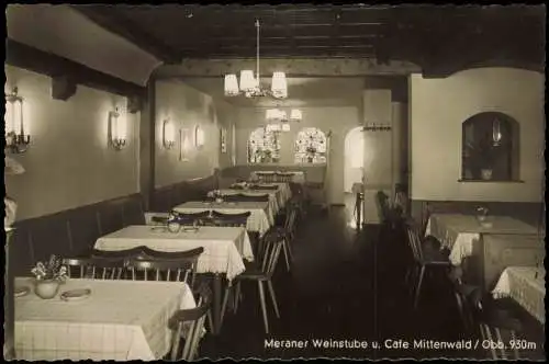 Mittenwald Meraner Weinstube, Konditorei u. Café (Innenansicht) 1957