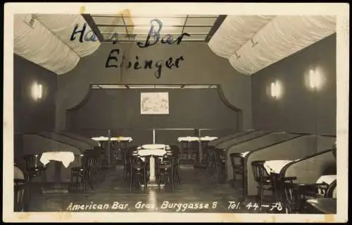 Ansichtskarte Graz Innenansicht American Bar, Burggasse 8 1938