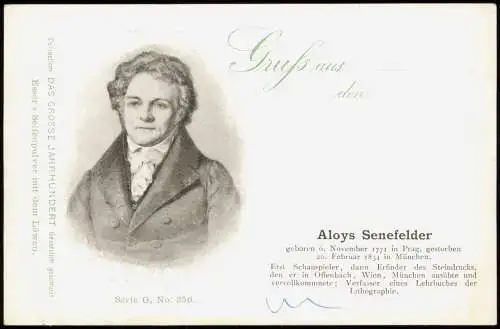 Ansichtskarte  Aloys Senefelder Schauspieler und Erfinder 1911