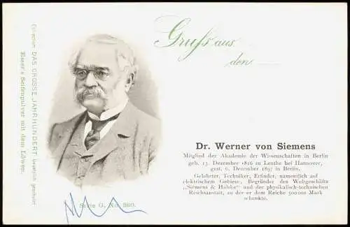 Ansichtskarte  Persönlichkeiten Dr. Werner von Siemens 1911