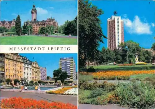 Leipzig 1. Neues Rathaus, 2. Sachsenplatz, 3. Blick zum Wohnhochhaus Wintergartenstraße 1975