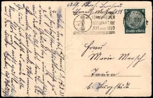 Herzen am Rosenstrauß Biel Glück Geburtstag Birthday 1936 Goldprägung