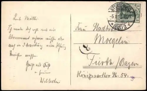 Straßburg Strasbourg Nid de cigognes Storchnest Storch auf dem Dach 1910