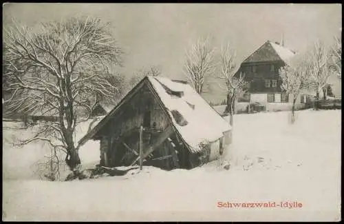 Baden-Württemberg Schwarzwald Mittelgebirge Idylle mit Mühle und Wohnhaus 1906