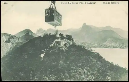 Postcard Rio de Janeiro Caminho Aereo Pão d' Assucar 1913