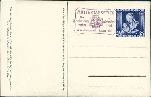 Ansichtskarte Wien Stephansdom Bischoff 1936  Stempel Muttertagsfeier