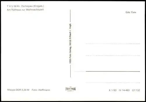 Ansichtskarte Thum Am Rathaus zur Weihnachtszeit 1983