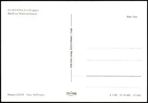 Ansichtskarte Olbernhau Markt zur Weihnachtszeit 1983