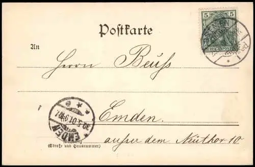 Ansichtskarte Bremen Marktplatz 1901   gelaufen nach EMDEN (mit Ankunftsstempel)