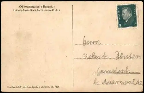 Oberwiesenthal Umland  Erzgebirge Höchstgelegene Stadt des Dt. Reiches 1930