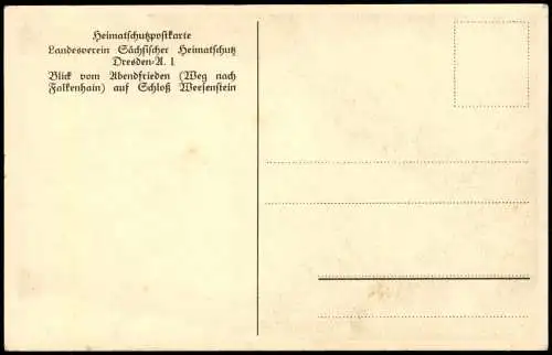 Weesenstein Müglitz Schloss  Blick vom Abendfrieden (Weg nach Falkenhain) 1910