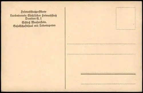 Weesenstein (Müglitz) Gesellschaftssaal mit Lebertapeten Schloß Weesenstein 1910