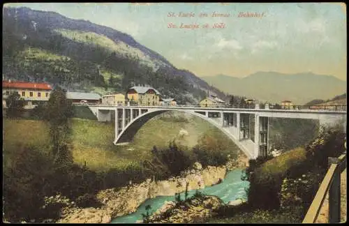 Postcard Sankt Lucia Lucija Piran Stadt Bahnhof Brücke 1914