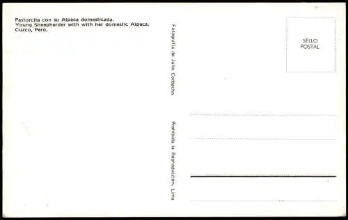 Postcard PERU Landschaften Frau in Tracht mit Lama 1976