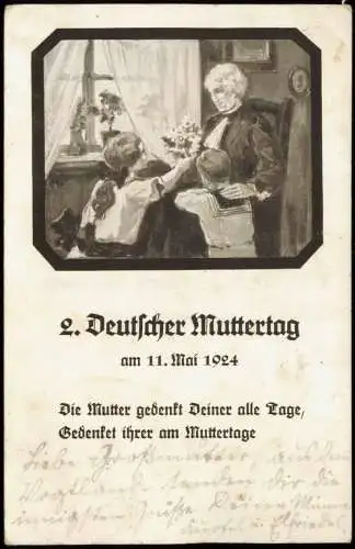 Ansichtskarte  2. Deutscher Muttertag am 11. Mai Künstlerkarte 1924