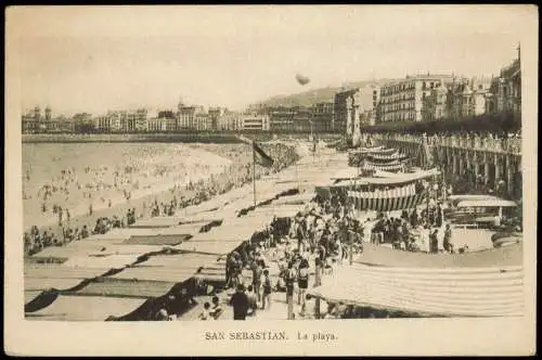 Postale San Sebastian Donostia / Donosti Strand / Playa Hotels 1928