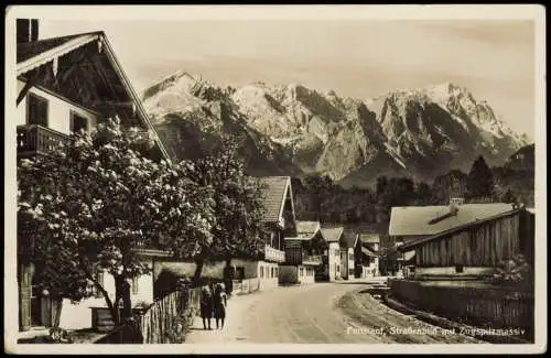 Ansichtskarte Farchant Straßenbild Zugspitze 1932