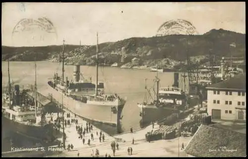 Kristiansand Christianssand  Hafen Schiffe Havnen 1925  Norway Norge