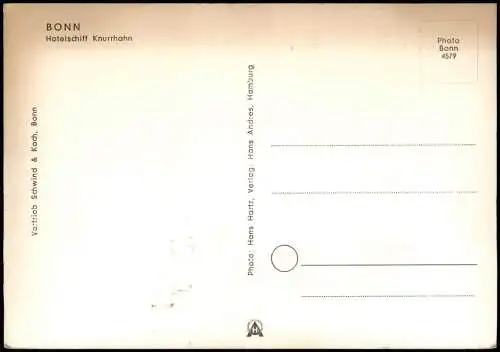 Ansichtskarte Bonn Hotelschiff Knurrhahn 1962