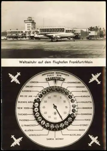 Frankfurt am Main Flughafen Rhein-Main Airport mit Weltzeituhr u. Terminal 1960