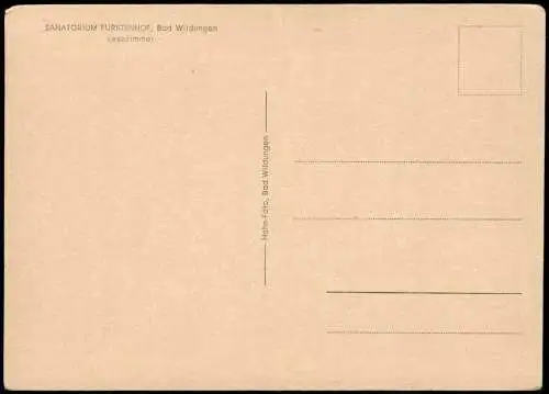 Bad Wildungen Innenansicht Lesezimmer Sanatorium Fürstenhof 1950