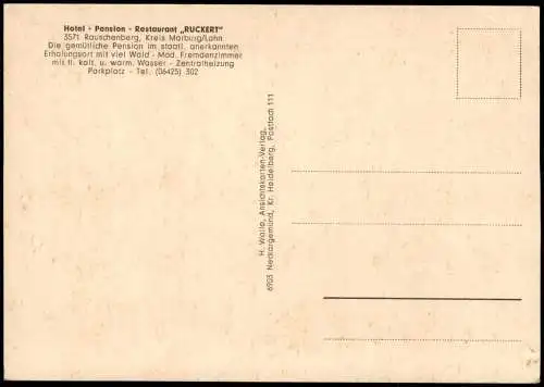 Rauschenberg Hotel Pension Restaurant RUCKERT (Mehrbildkarte) 1960