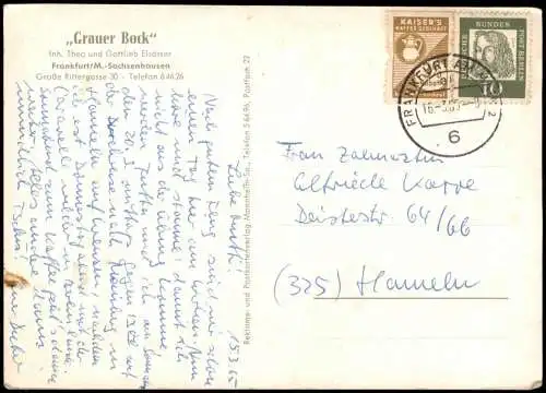 Sachsenhausen-Frankfurt am Main Große Rittergasse Grauer Bock 1965