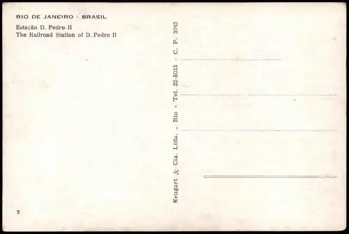 Postcard Rio de Janeiro The Railroad Station of D. Pedro II 1937