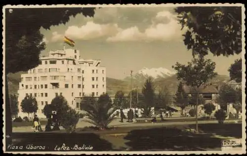 Postcard La Paz Plaza Abaroa 1946  Bolivien Bolivia