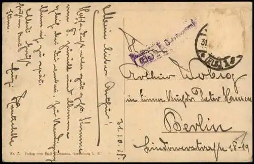 CPA Mülhausen Mulhouse Hauptpost und neues Bassin. 1918