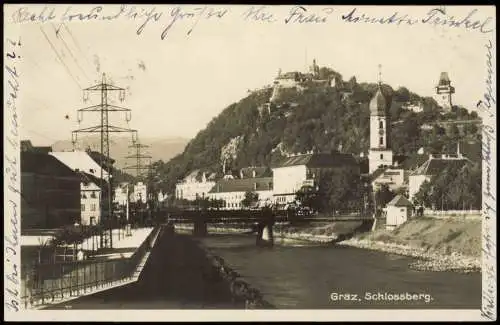 Ansichtskarte Garz Fluss Partie Blick zum Grazer Schloßberg, Bastei 1930