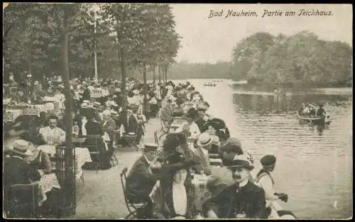 Ansichtskarte Bad Nauheim Restaurant Terrasse Teichhaus 1923