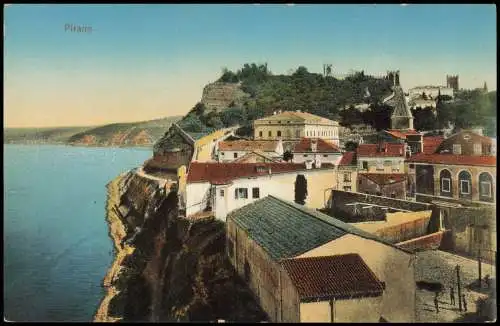 Postcard Piran Pirano Panorama-Ansicht Piran Häuser a.d. Küste 1910