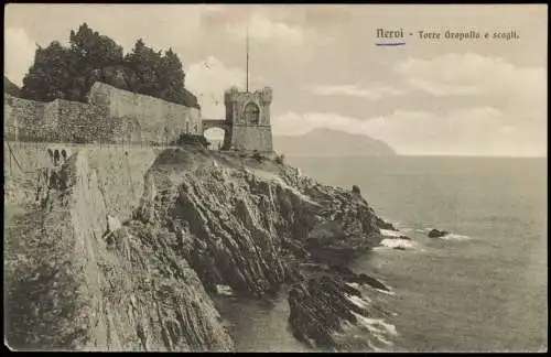 Nervi-Genua Genova (Zena) Panorama-Ansicht Torre Gropallo e scogli 1919