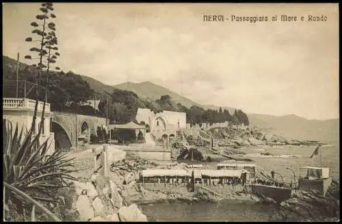 Nervi Genua Genova (Zena) NERVI Passeggiata al mare e Rondo Panorama  1920