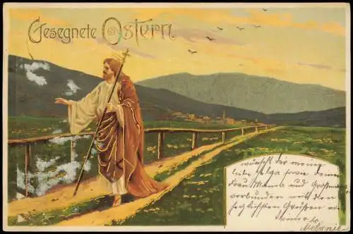 Ansichtskarte  Künstlerkarte: Erik Mailick Ostern Easter Jesus 1904 Gold