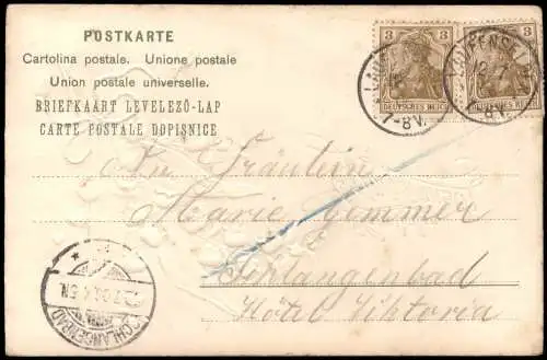 Ansichtskarte  Glückwunsch Märzenbecher GOLD 1906 Goldprägung