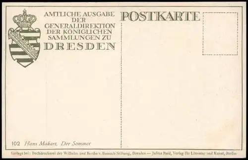 Ansichtskarte  Künstlerkarte: Gemälde Hans Makart, Der Sommer 1914