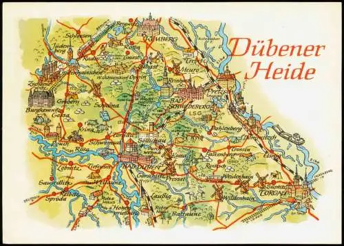 .Sachsen-Anhalt Deuschland Dübener Heide DDR Landkarte Wanderkarte 1986