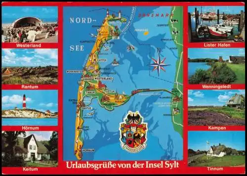 Ansichtskarte Sylt Insel Sylt Mehrbildkarte Orte und Landkarte 1995