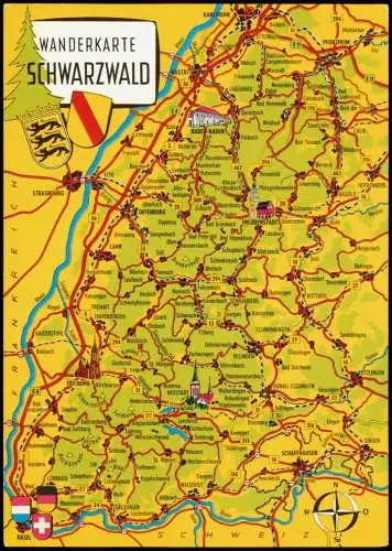 .Baden-Württemberg Schwarzwald (Mittelgebirge) Wanderkarte (Landkarte) 1980