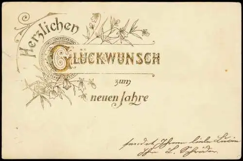 Ansichtskarte  Neujahr Sylvester New Year Gold Ornament und Schrift 1901 Gold