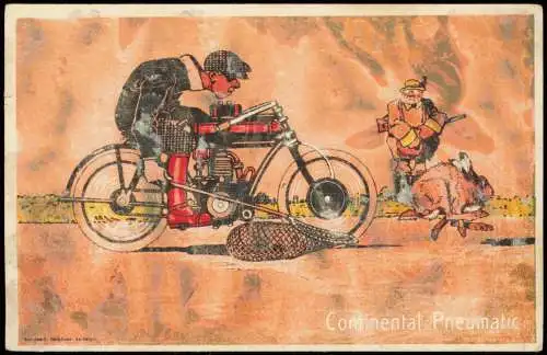 Ansichtskarte  Continental Reifen Werbekarte Motorrad Percha Hannover 1924