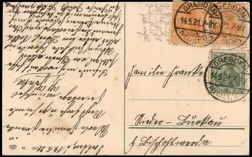 Ansichtskarte  Pfingsten Pentecost Pfingstkäfer auf Birke Künstlerkarte 1921