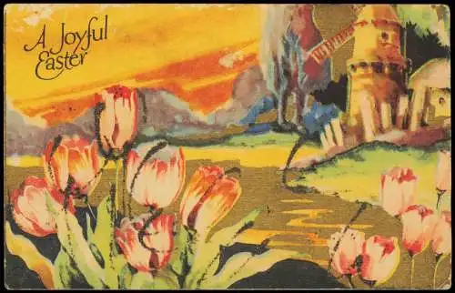 Ostern A Joyful Easter Tulpen intensiv Farben Modern ART 1933 Gold-Effekt