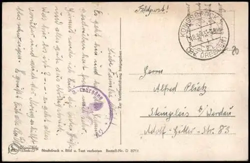 Königsbrück Truppenübungsplatz Füchse Gute Nacht 1943  gel. Feldpost WK2