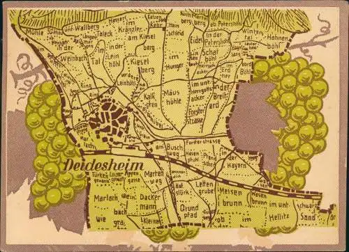 Ansichtskarte Deidesheim Landkarten AK Stadtgebiet Pfalz 1934