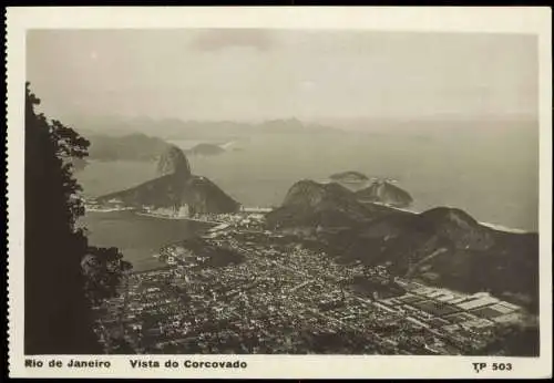 Postcard Rio de Janeiro Panorama-Ansicht Vista do Corcovado 1930