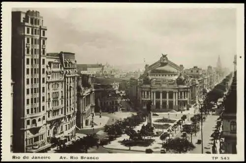 Postcard Rio de Janeiro Straßen-Ansicht Av. Rio Branco 1930